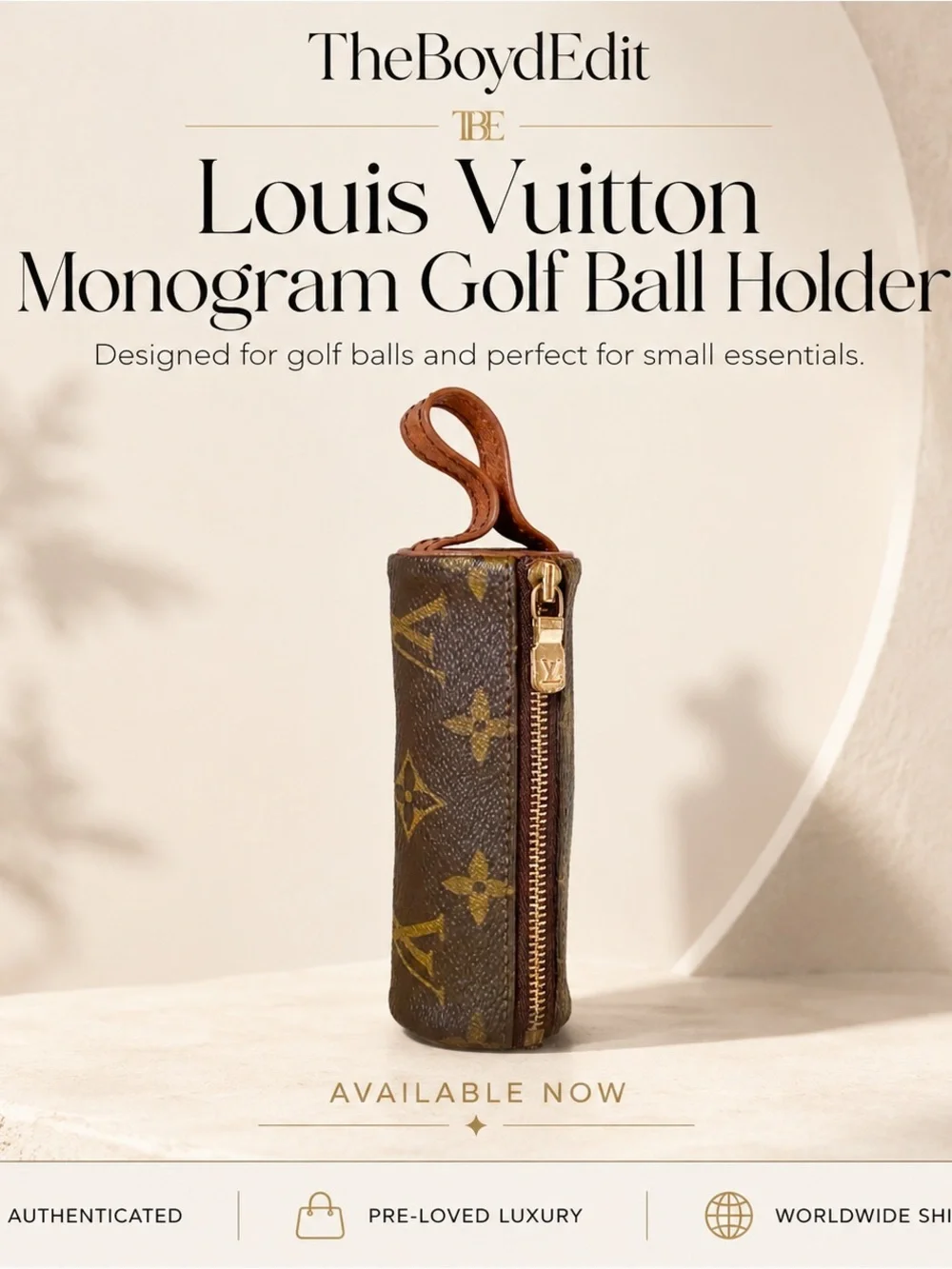 Louis Vuitton Monogram Canvas Golf Ball Holder in Brown and Gold